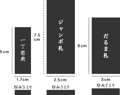 「大札」と「ジャンボ札」「だるま札」サイズ